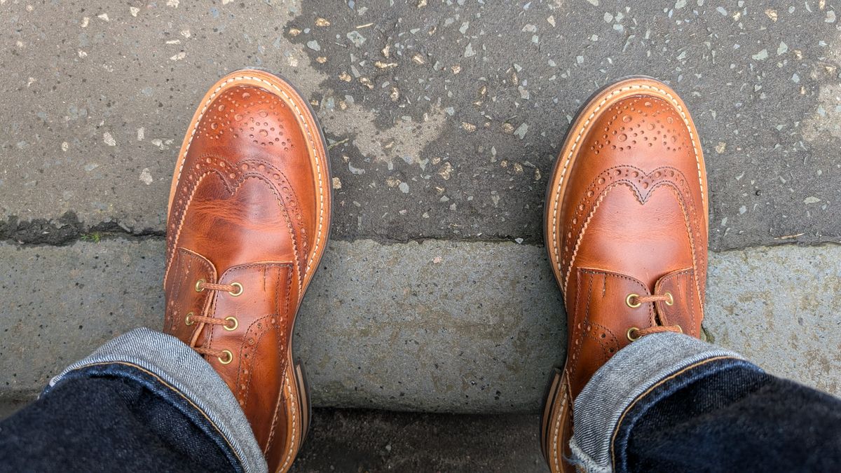 Photo by NickBardi on March 16, 2026 of the Tricker's Stow Country Boot in Badalassi Carlo Waxy Tan Cognac.