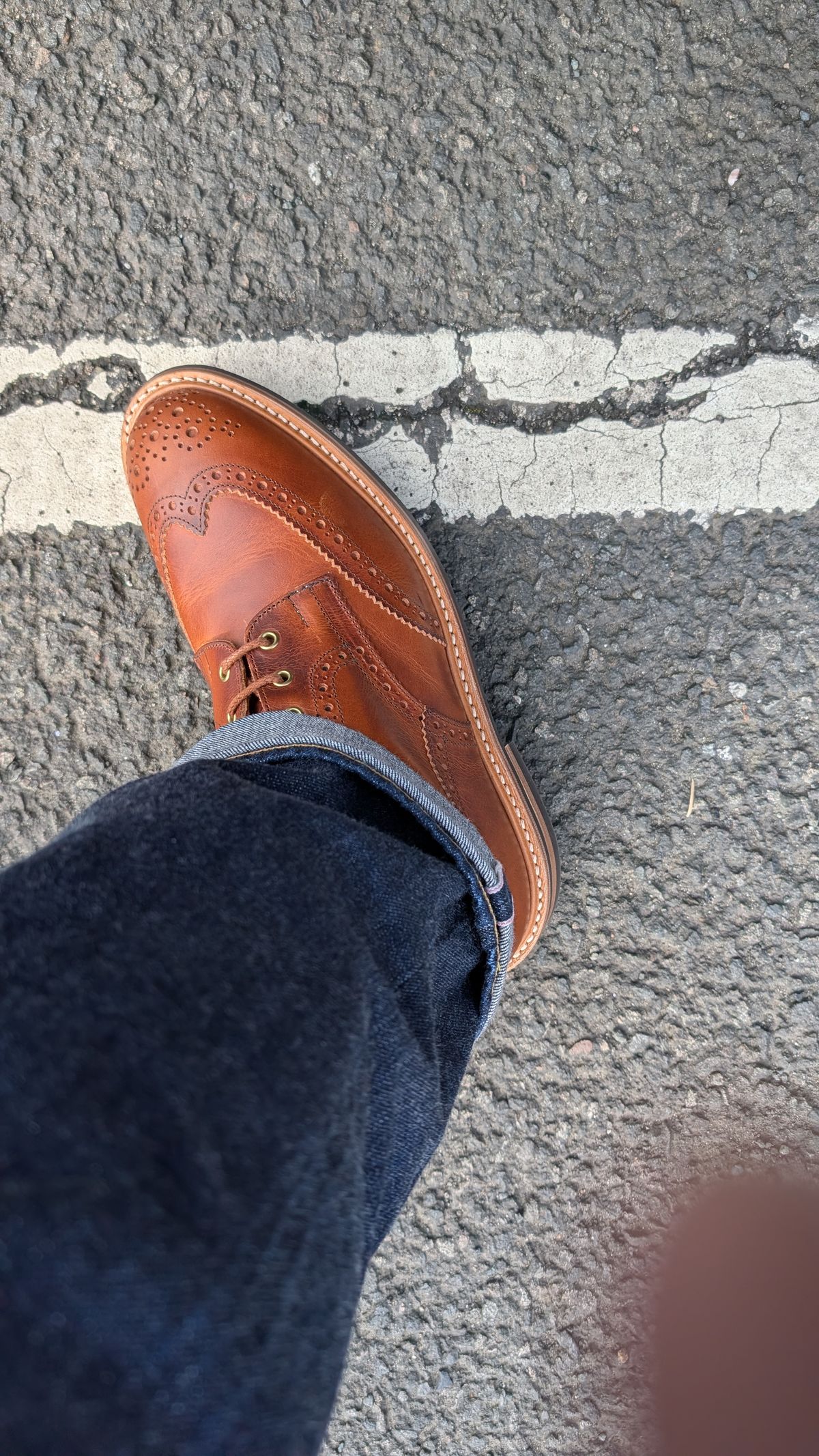 Photo by NickBardi on March 16, 2026 of the Tricker's Stow Country Boot in Badalassi Carlo Waxy Tan Cognac.