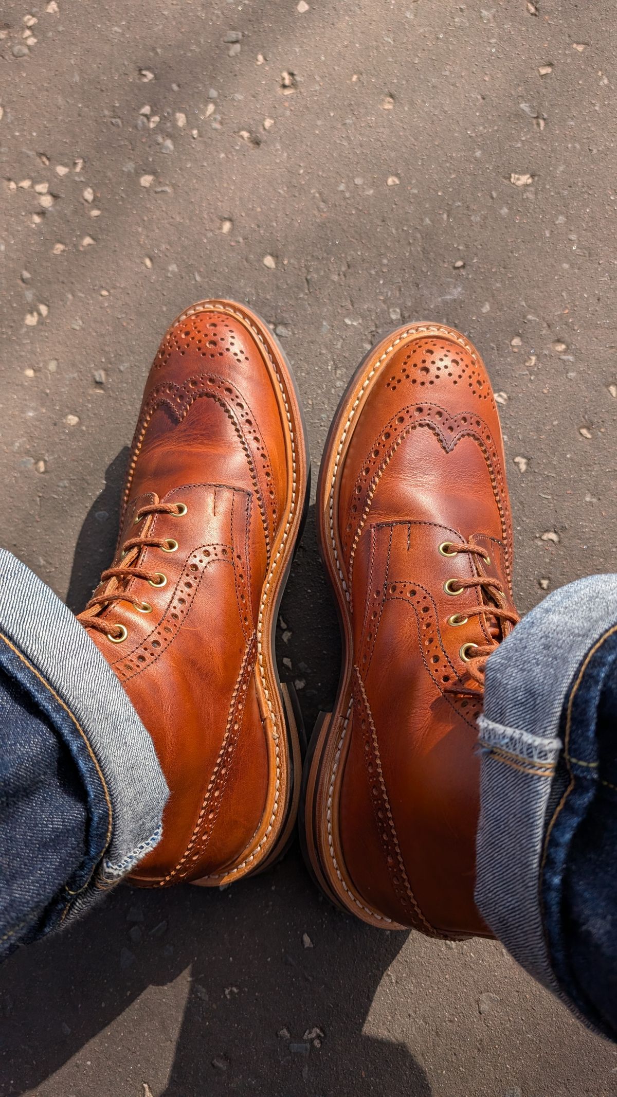 Photo by NickBardi on March 17, 2026 of the Tricker's Stow Country Boot in Badalassi Carlo Waxy Tan Cognac.