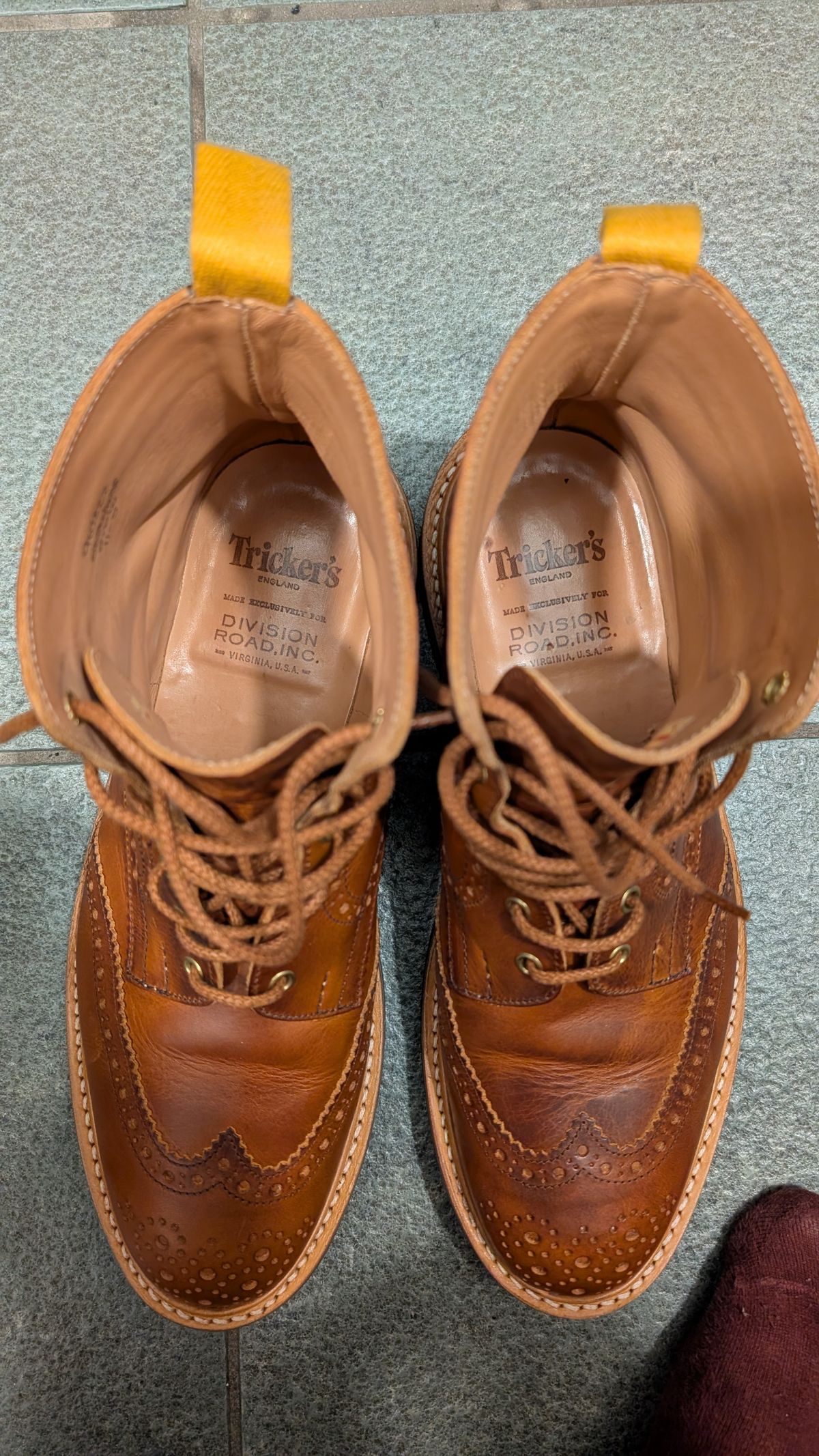 Photo by NickBardi on March 17, 2026 of the Tricker's Stow Country Boot in Badalassi Carlo Waxy Tan Cognac.