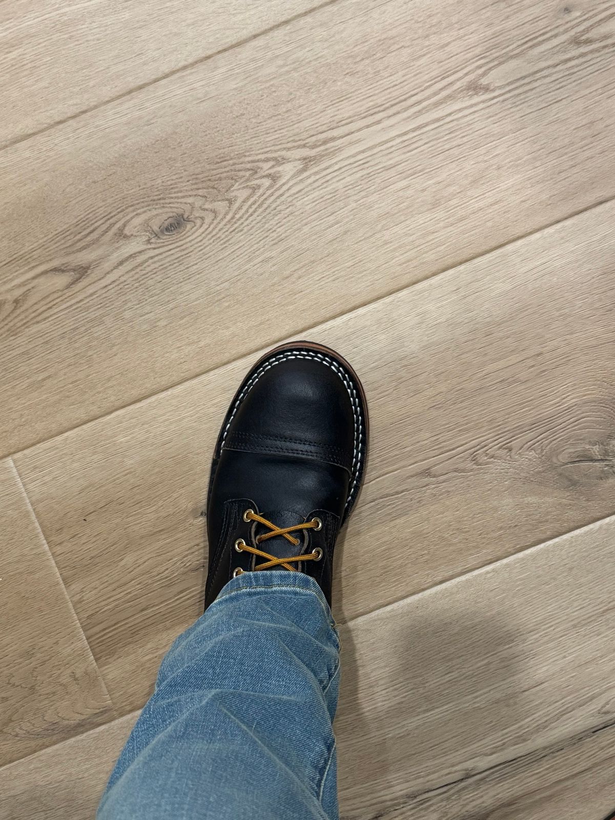 Photo by sjs426 on July 9, 2025 of the Nicks Americana in Horween Black Waxed Flesh.