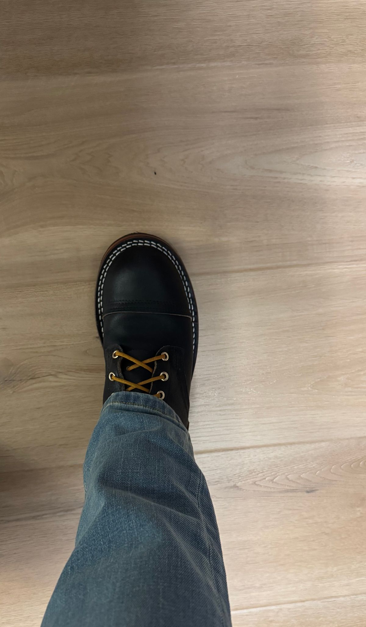 Photo by sjs426 on July 9, 2025 of the Nicks Americana in Horween Black Waxed Flesh.