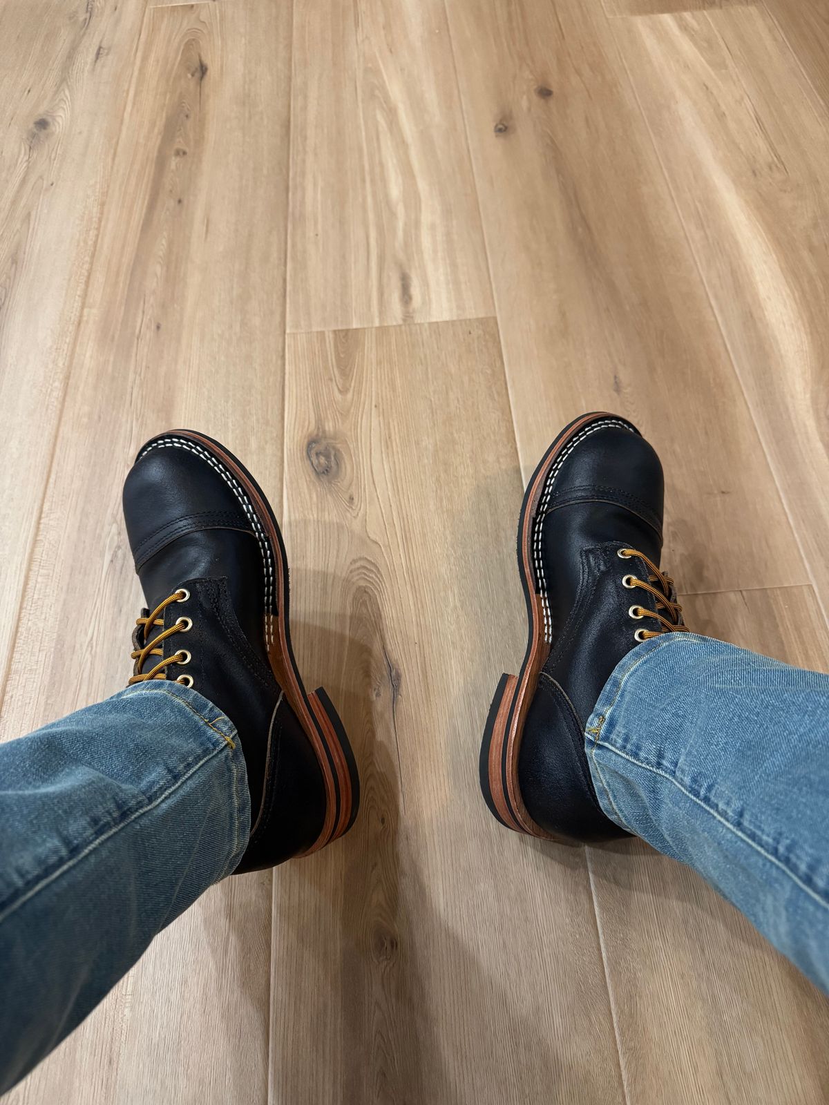 Photo by sjs426 on July 9, 2025 of the Nicks Americana in Horween Black Waxed Flesh.