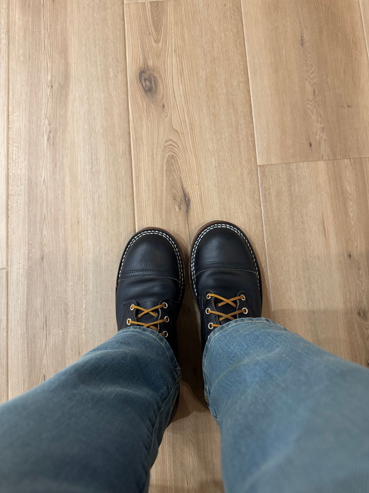 Photo by sjs426 on July 9, 2025 of the Nicks Americana in Horween Black Waxed Flesh.