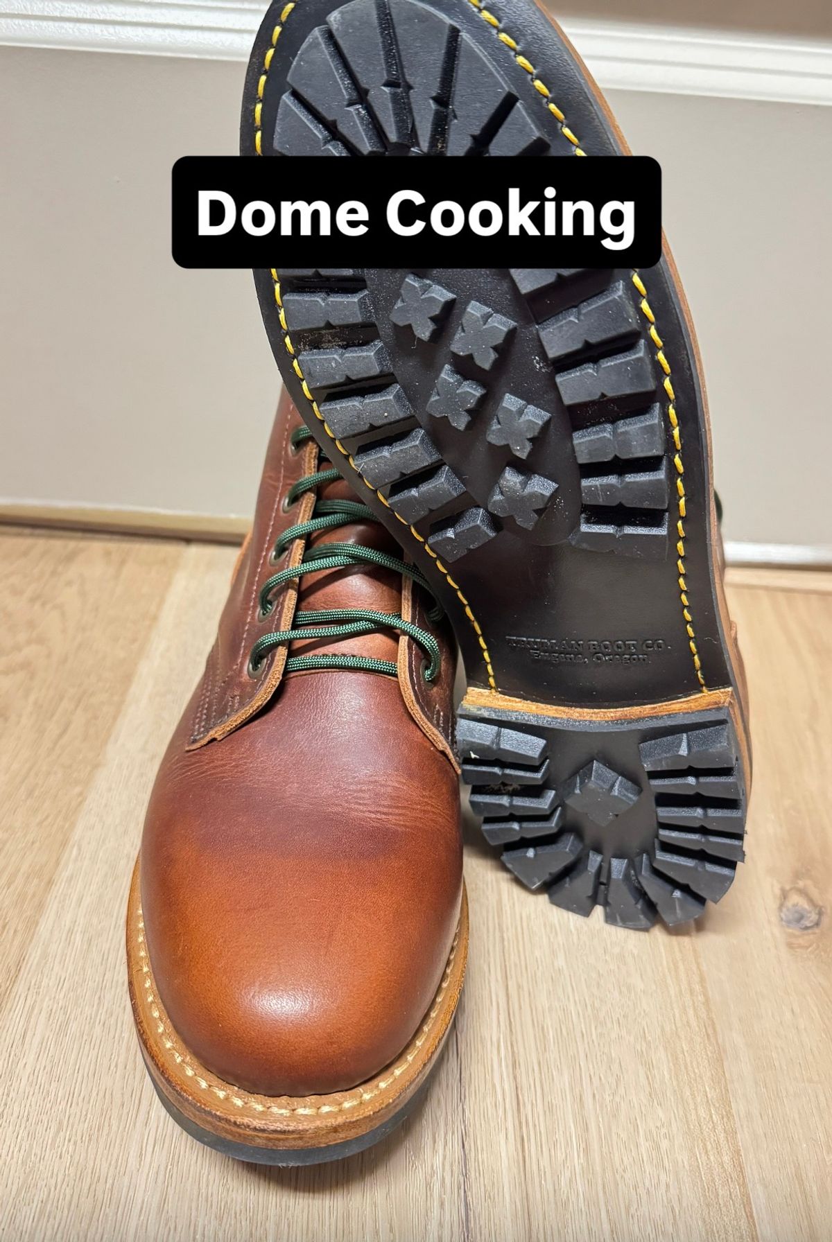 Photo by sjs426 on November 1, 2025 of the Truman Plain Toe Boot in Horween Autumn Cypress.