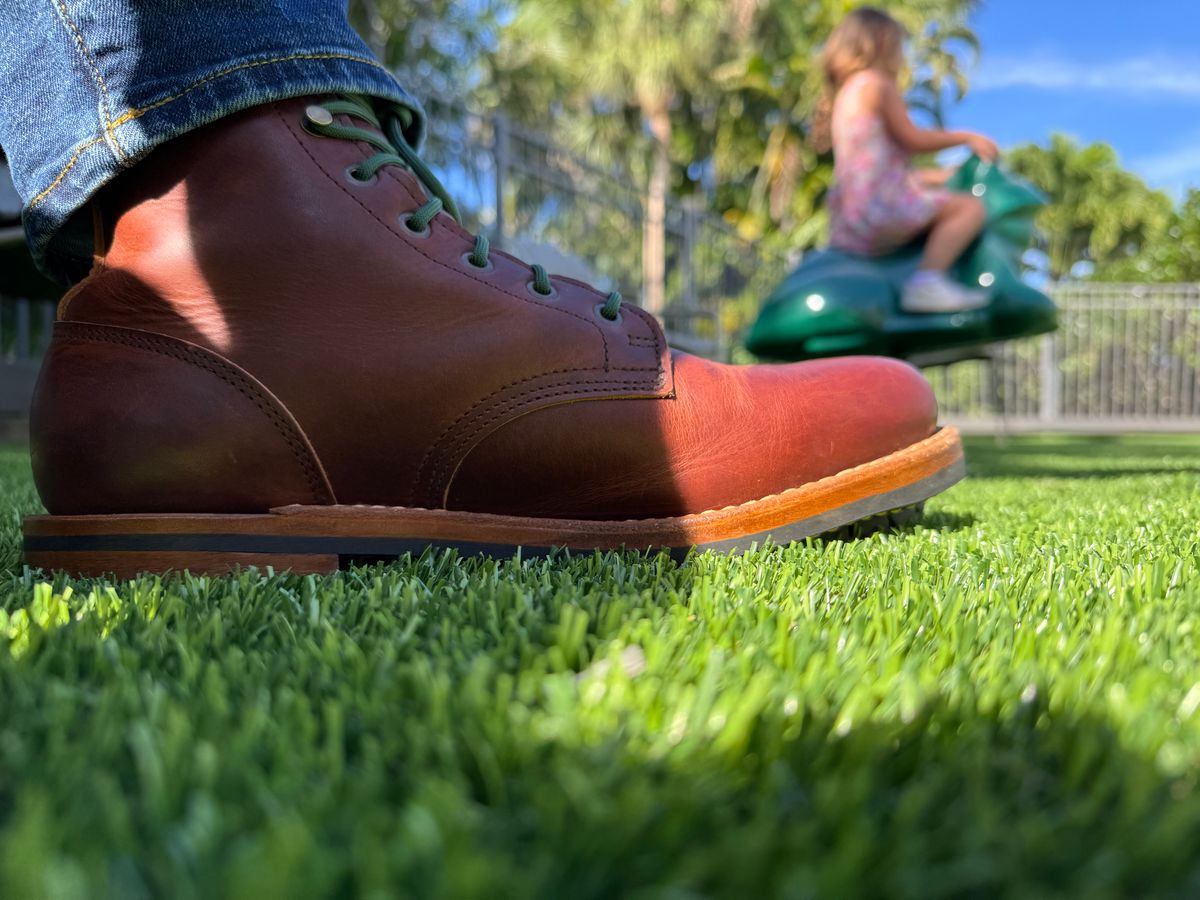 Photo by sjs426 on December 25, 2025 of the Truman Plain Toe Boot in Horween Autumn Cypress.