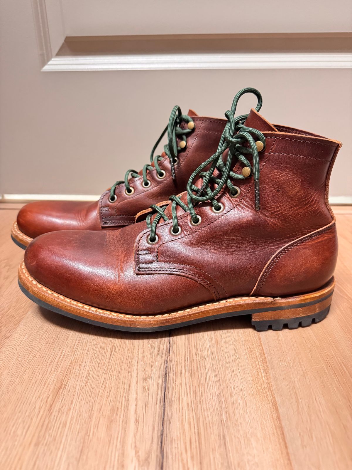 Photo by sjs426 on February 3, 2026 of the Truman Plain Toe Boot in Horween Autumn Cypress.
