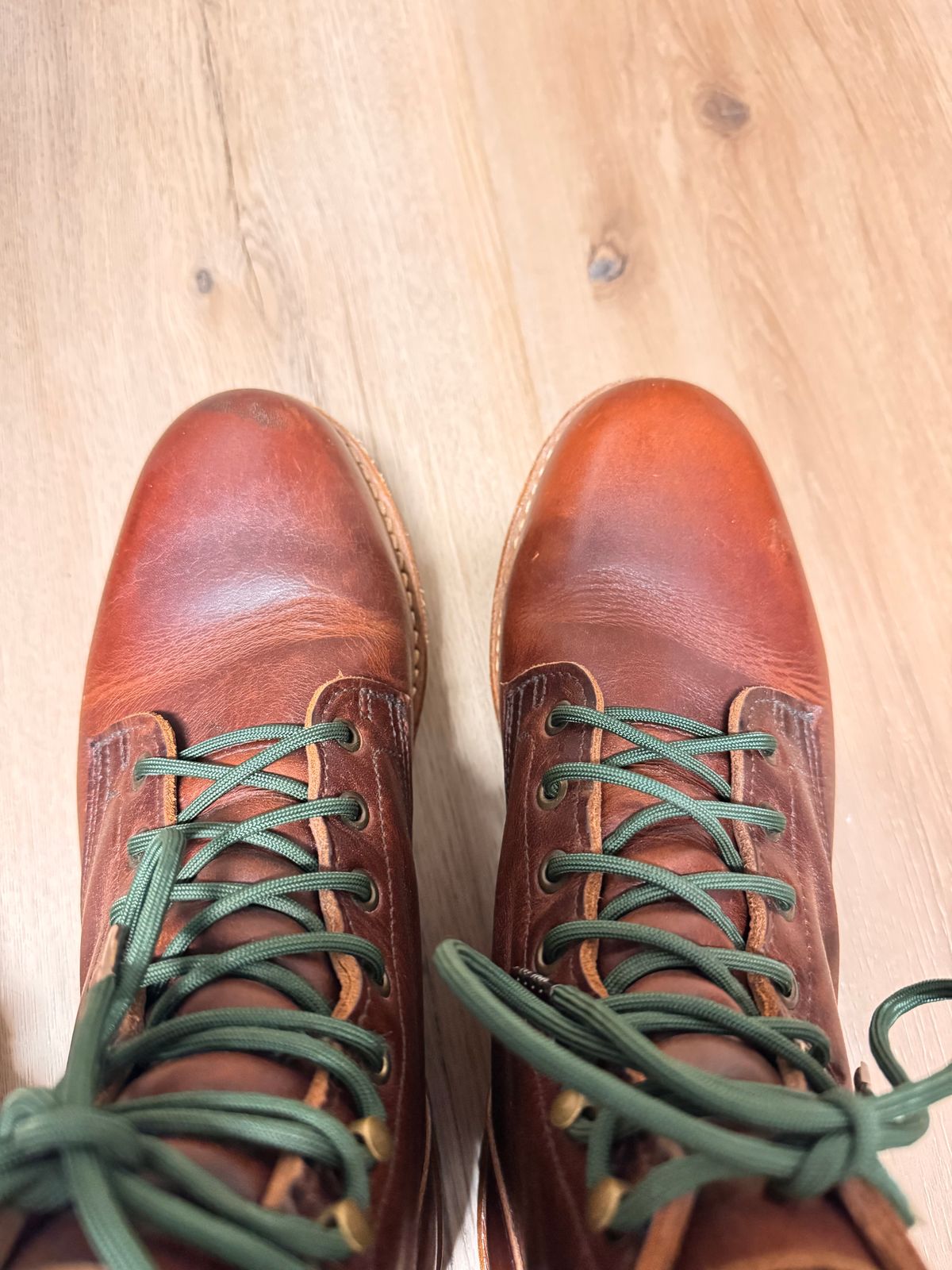 Photo by sjs426 on February 3, 2026 of the Truman Plain Toe Boot in Horween Autumn Cypress.
