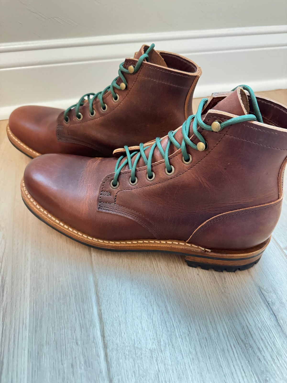 Photo by sjs426 on October 26, 2025 of the Truman Plain Toe Boot in Horween Autumn Cypress.