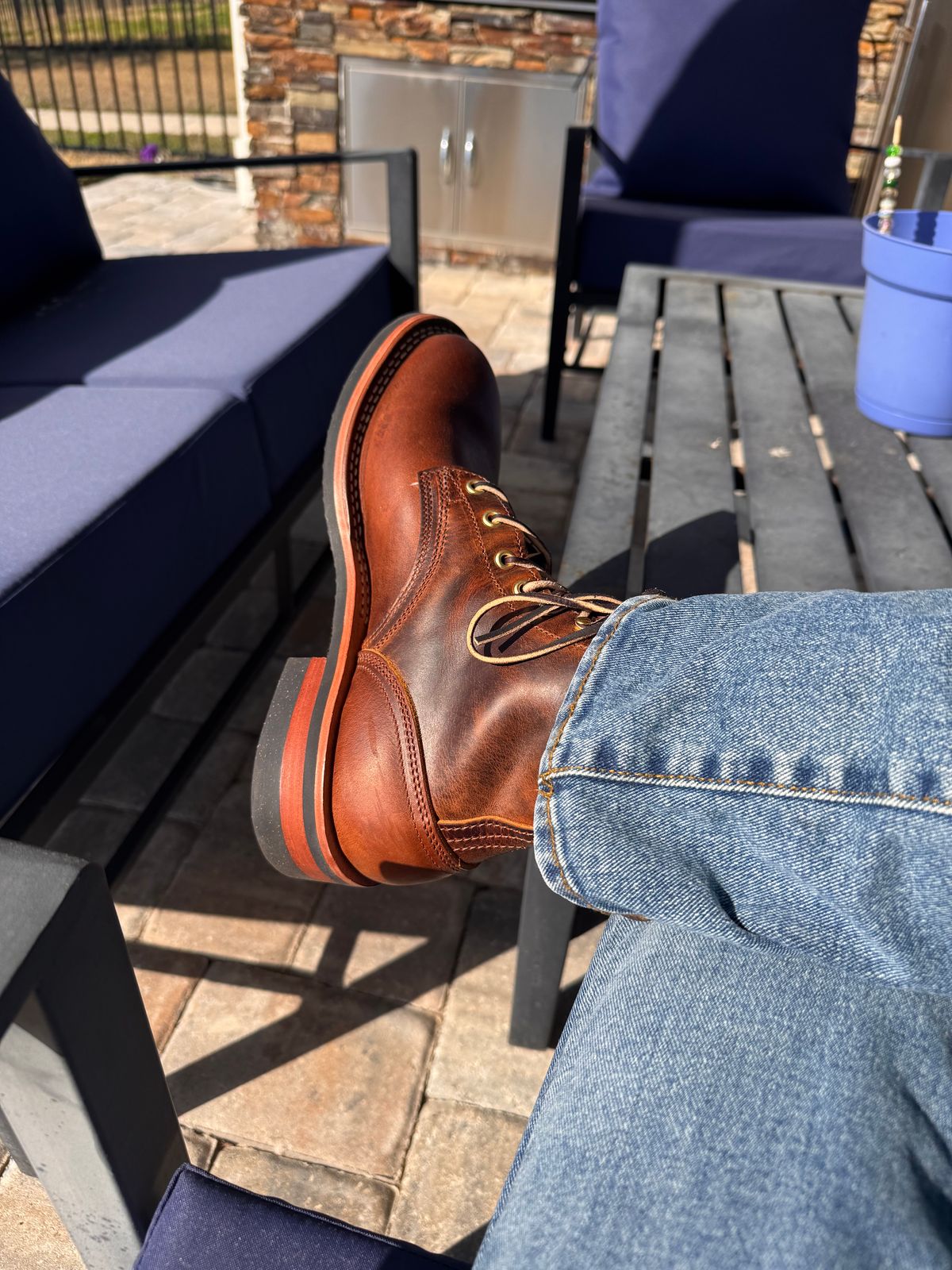 Photo by sjs426 on March 1, 2026 of the Nicks Falcon in Horween Orange Predator.