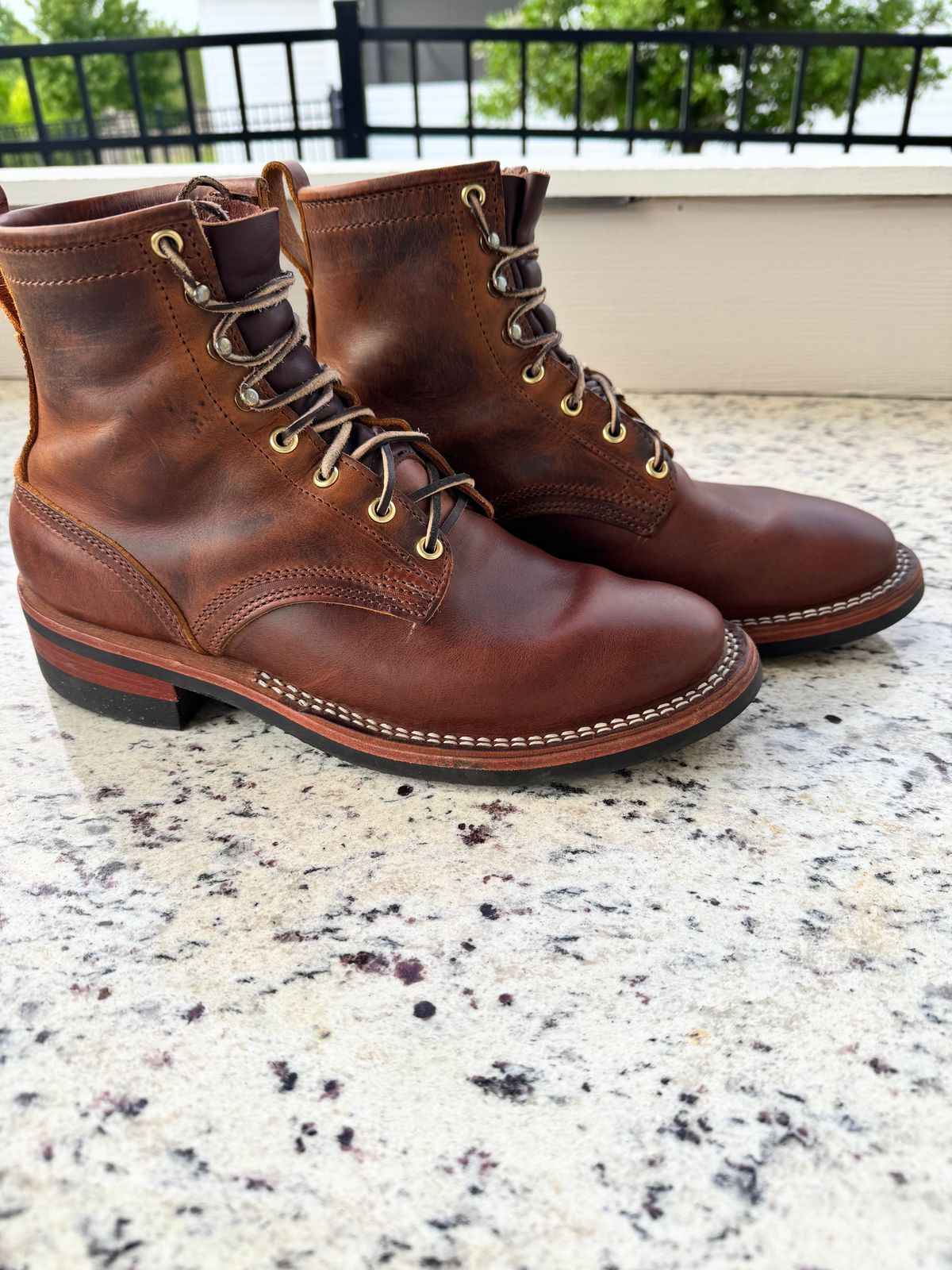 Photo by sjs426 on April 19, 2026 of the Nicks Falcon in Horween Orange Predator.