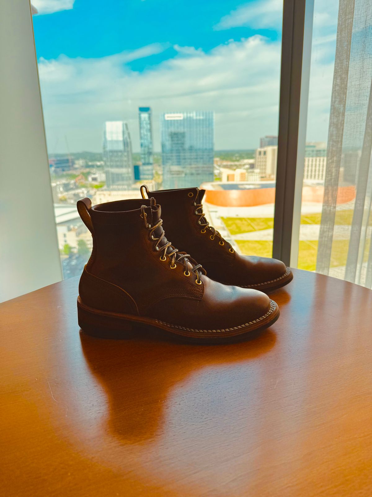 Photo by sjs426 on April 12, 2026 of the Nicks Falcon in Horween Orange Predator.