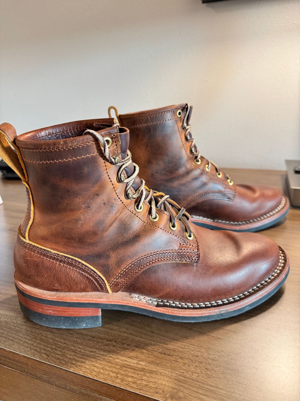 Photo by sjs426 on April 14, 2026 of the Nicks Falcon in Horween Orange Predator.