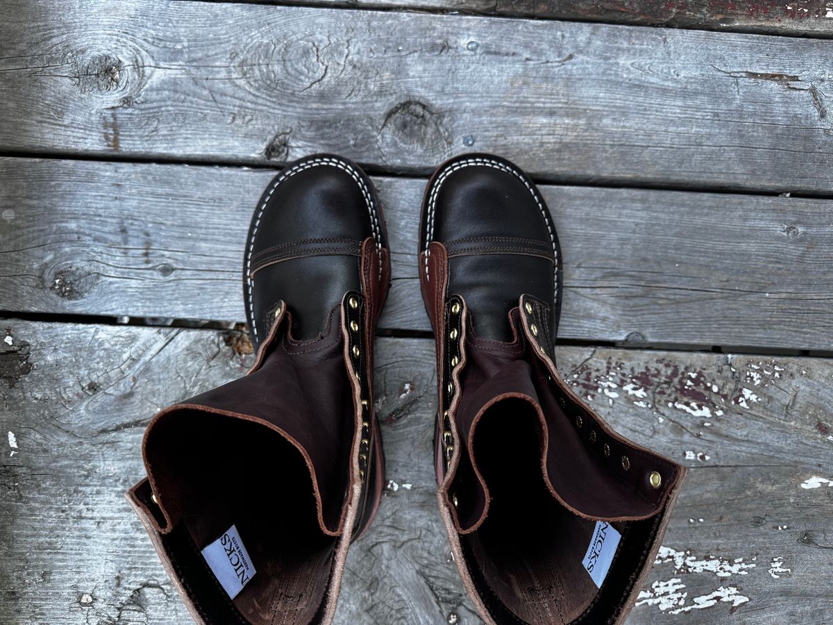 Photo by Theo on October 1, 2025 of the Nicks x Rose Anvil ND1 in Horween Brown Waxed Flesh & Seidel 1964 Brown.