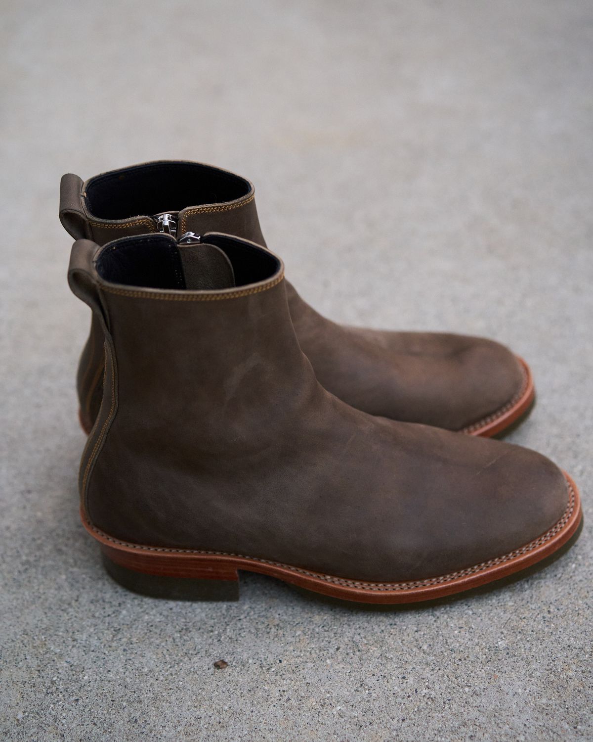 Photo by SighUnzips on October 12, 2024 of the Fortis Boots Antasena in Maryam Salvia Horsebutt.