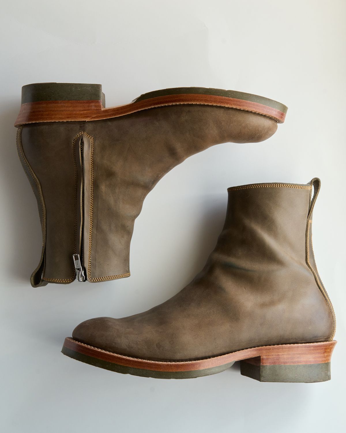 Photo by SighUnzips on October 22, 2024 of the Fortis Boots Antasena in Maryam Salvia Horsebutt.