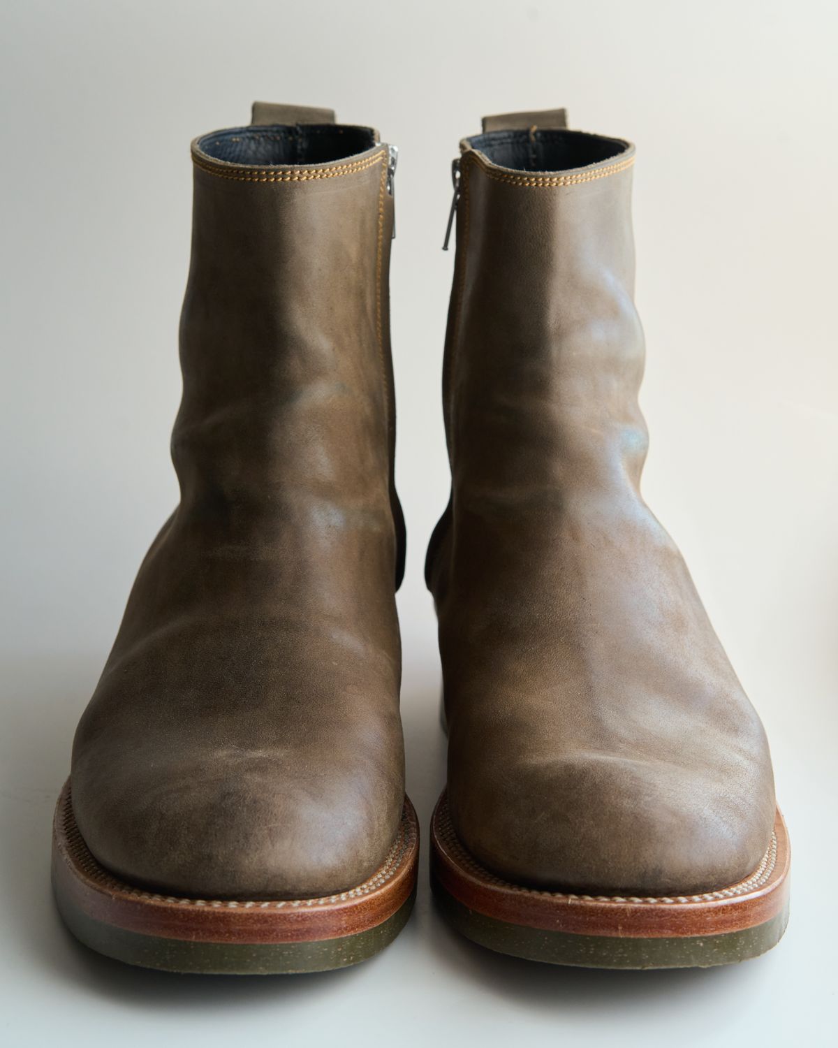 Photo by SighUnzips on October 22, 2024 of the Fortis Boots Antasena in Maryam Salvia Horsebutt.