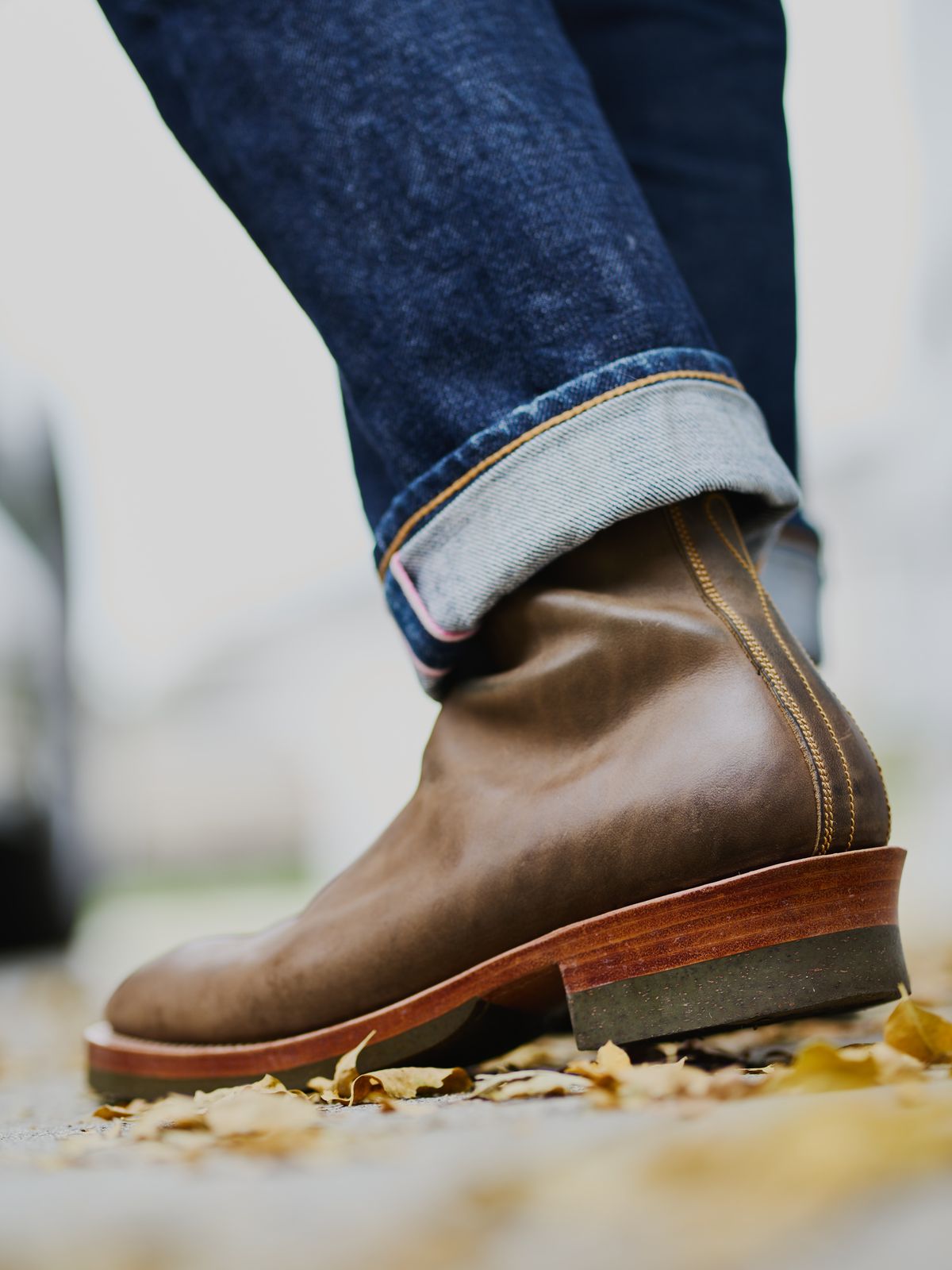 Photo by SighUnzips on October 28, 2024 of the Fortis Boots Antasena in Maryam Salvia Horsebutt.