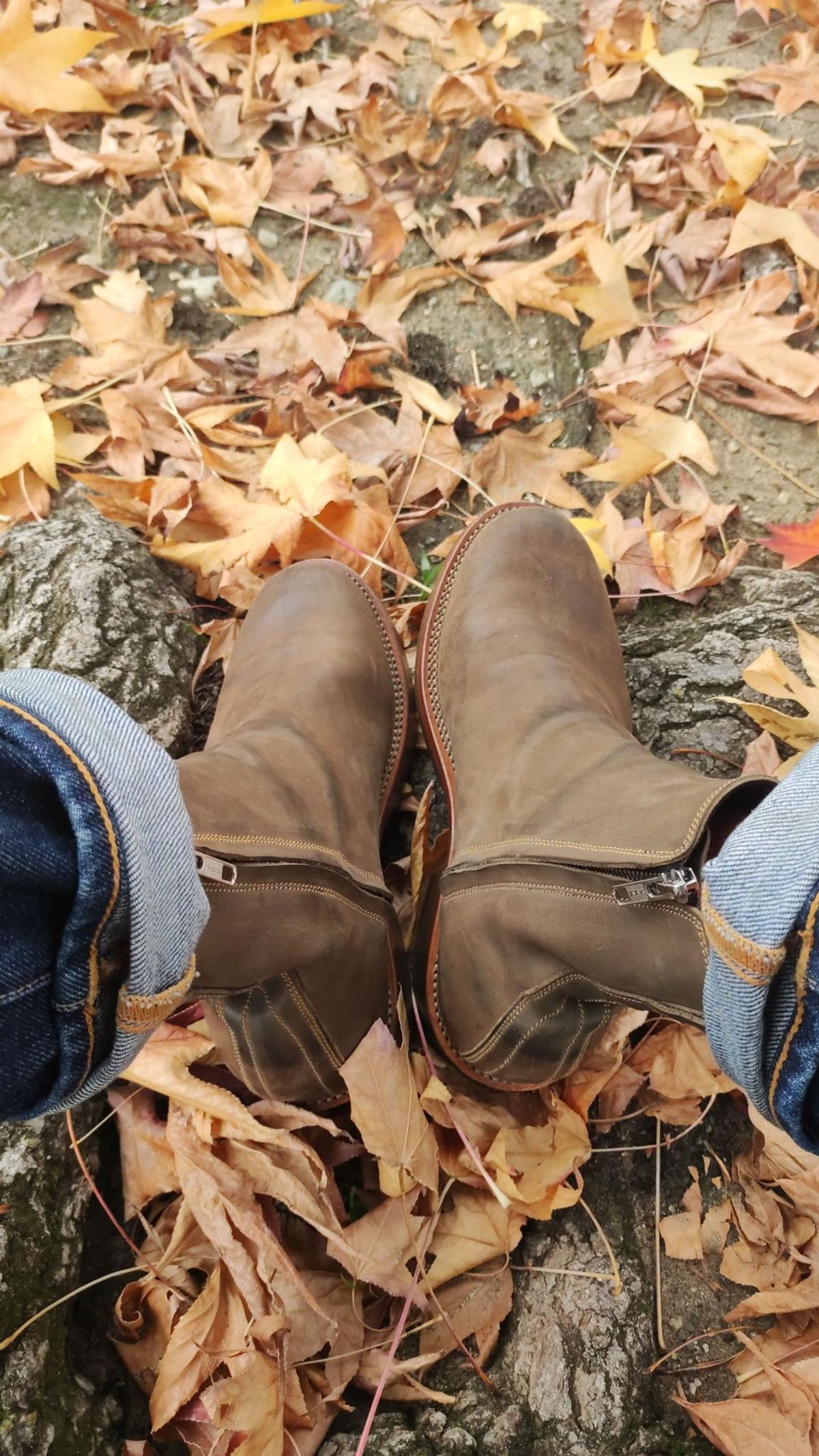 Photo by SighUnzips on November 27, 2024 of the Fortis Boots Antasena in Maryam Salvia Horsebutt.