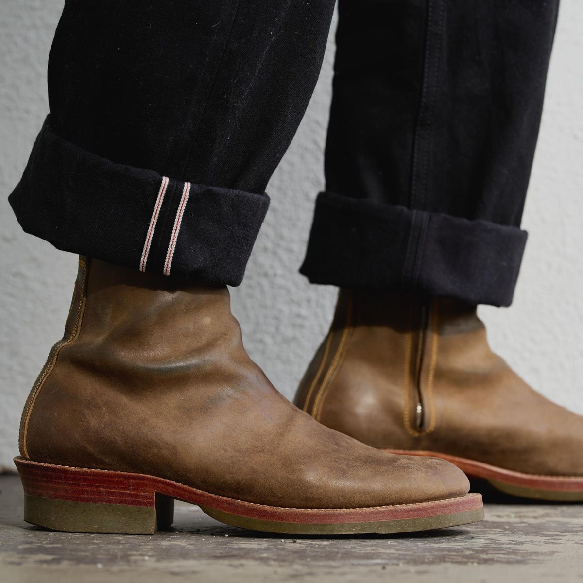Photo by SighUnzips on December 12, 2024 of the Fortis Boots Antasena in Maryam Salvia Horsebutt.