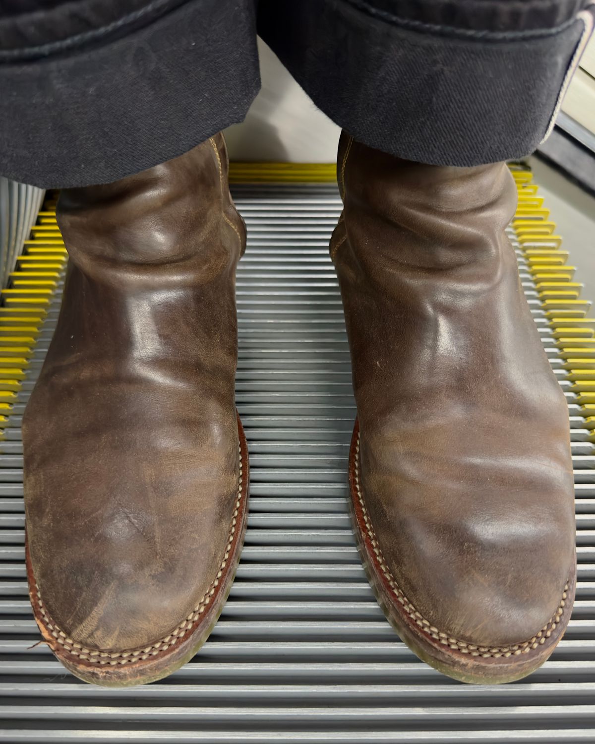 Photo by SighUnzips on August 8, 2025 of the Fortis Boots Antasena in Maryam Salvia Horsebutt.
