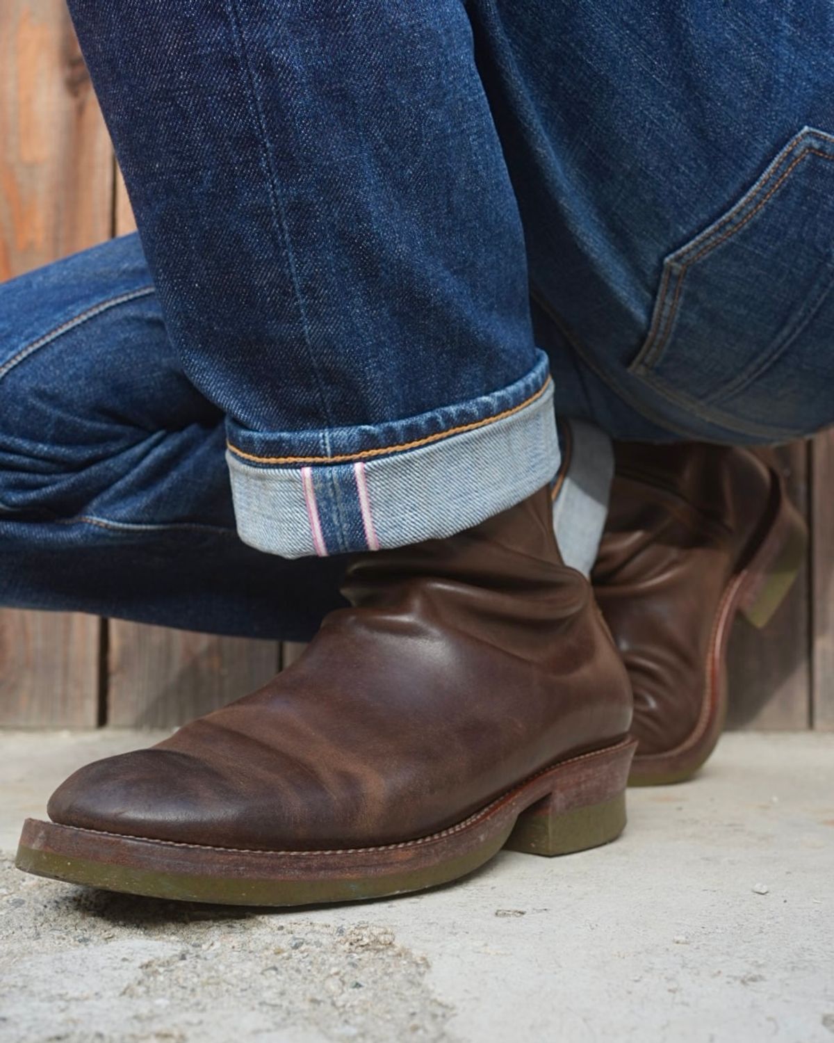 Photo by SighUnzips on August 19, 2025 of the Fortis Boots Antasena in Maryam Salvia Horsebutt.