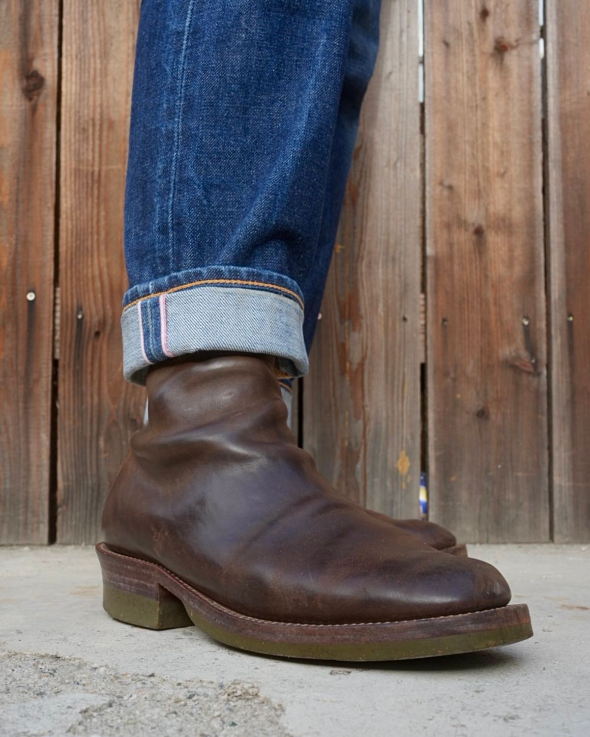 Photo by SighUnzips on August 19, 2025 of the Fortis Boots Antasena in Maryam Salvia Horsebutt.
