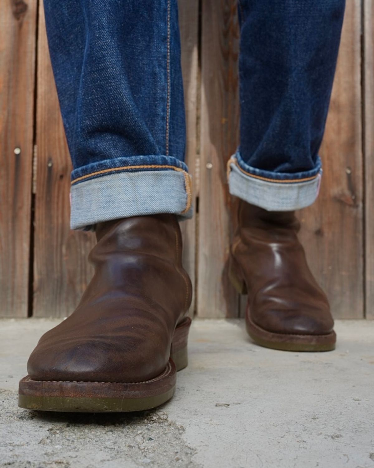 Photo by SighUnzips on August 19, 2025 of the Fortis Boots Antasena in Maryam Salvia Horsebutt.