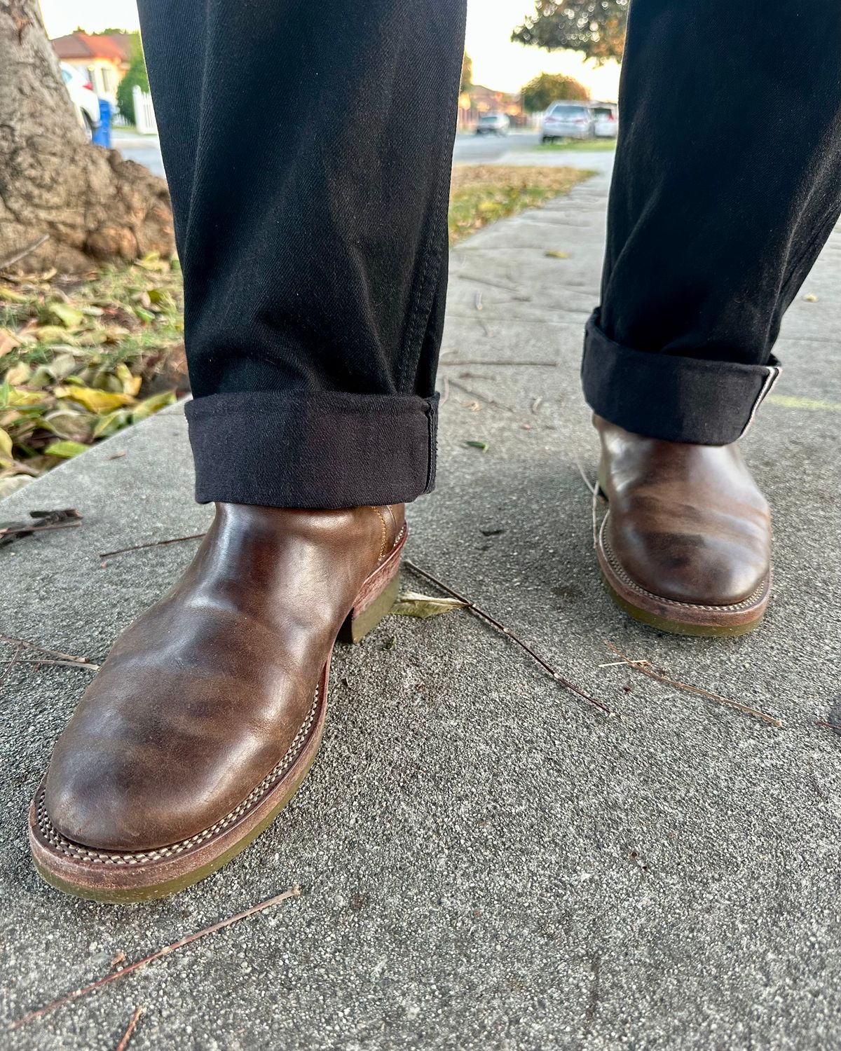 Photo by SighUnzips on September 6, 2025 of the Fortis Boots Antasena in Maryam Salvia Horsebutt.