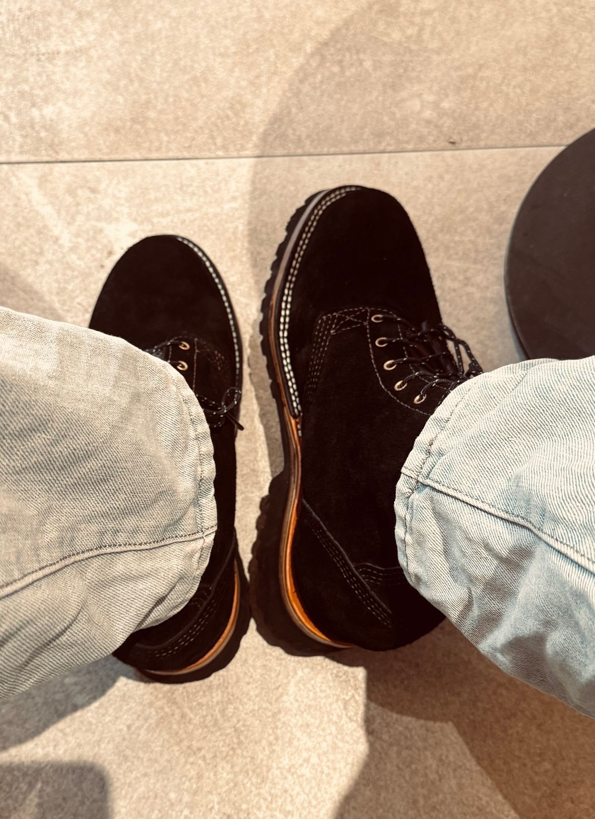 Photo by maxdam91 on February 13, 2026 of the Custom Boot Made Custom Model in Horween Black Chromexcel Roughout.