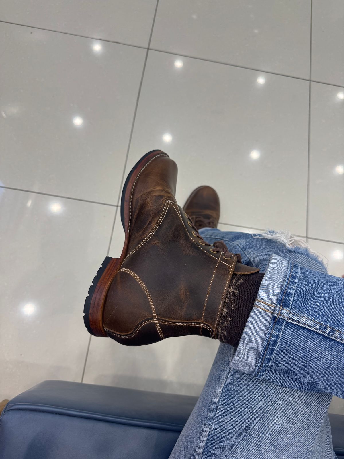 Photo by maxdam91 on June 20, 2026 of the Self-Made Service Boot in Horween Orange Predator.