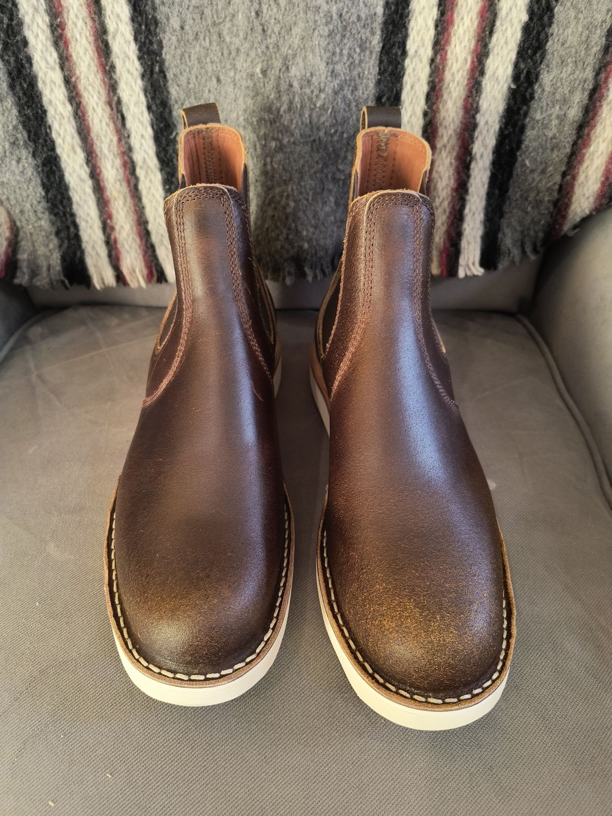 Photo by ArchieGoodyear on January 7, 2026 of the White's White's / C350 Chelsea in Horween Brown Waxed Flesh.