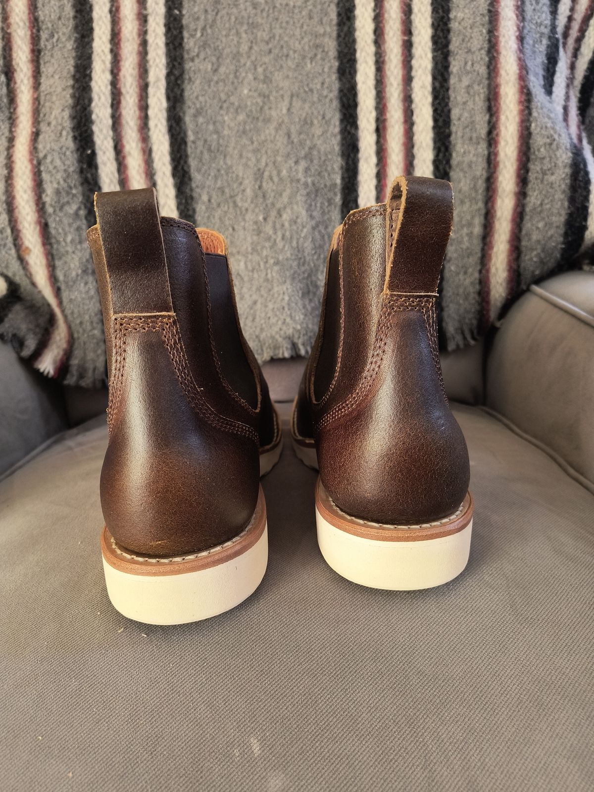 Photo by ArchieGoodyear on January 7, 2026 of the White's White's / C350 Chelsea in Horween Brown Waxed Flesh.