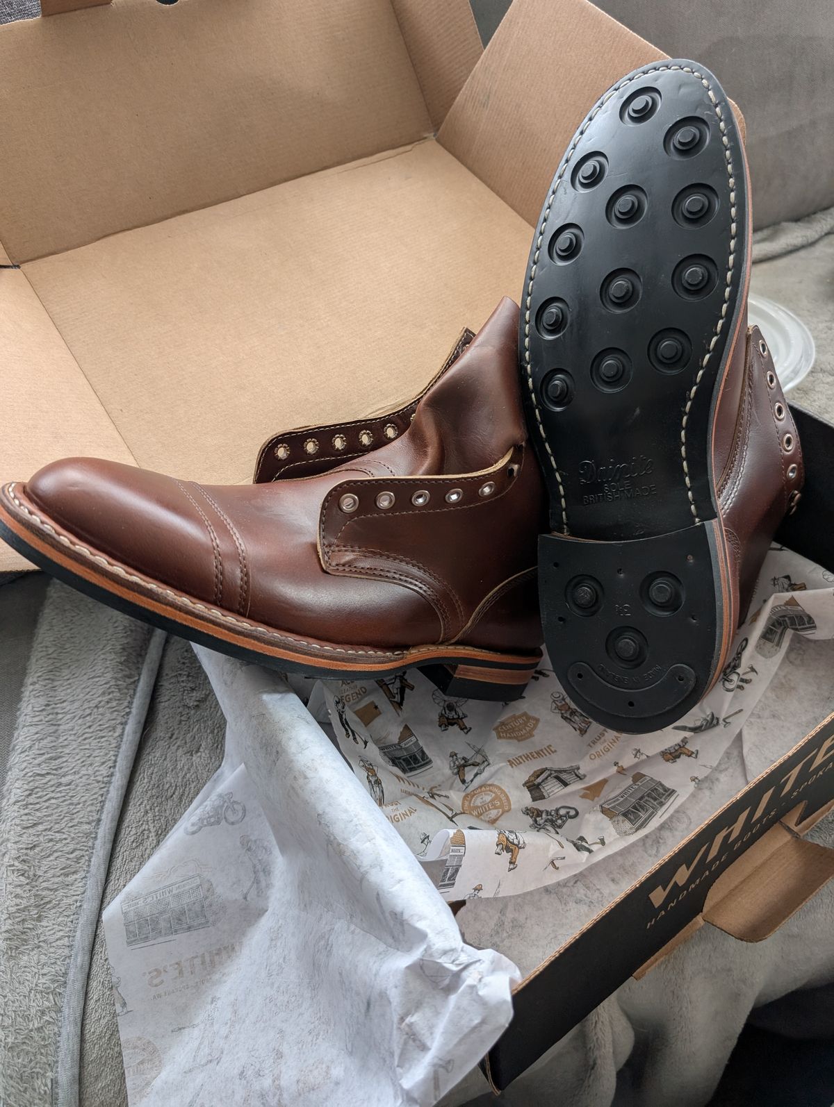 Photo by HudsonOilCompany on February 13, 2025 of the White's MP-Sherman Toe Cap in Horween British Tan Chromexcel.