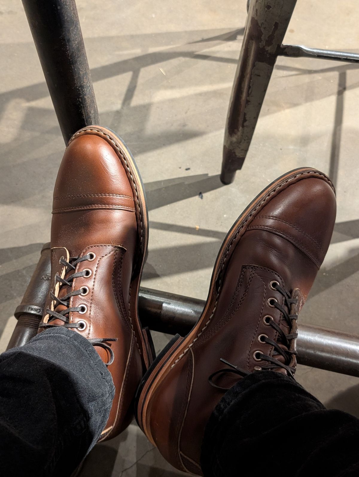 Photo by HudsonOilCompany on February 23, 2025 of the White's MP-Sherman Toe Cap in Horween British Tan Chromexcel.