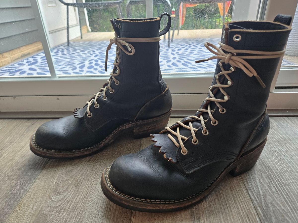 Photo by tpp5151 on July 8, 2025 of the Nicks Handmade Boots x Zuriick William in Horween Black Chromexcel.