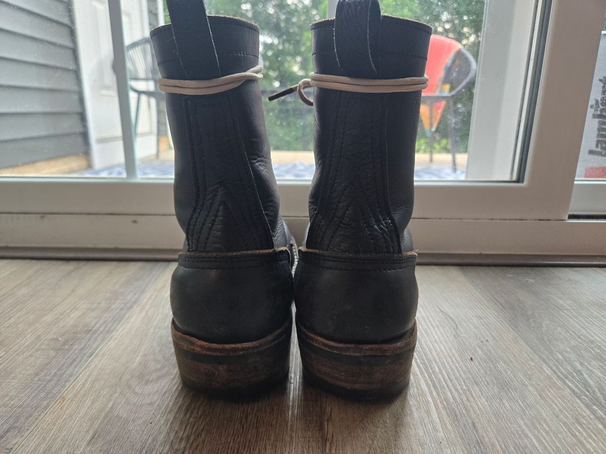 Photo by tpp5151 on July 8, 2025 of the Nicks Handmade Boots x Zuriick William in Horween Black Chromexcel.