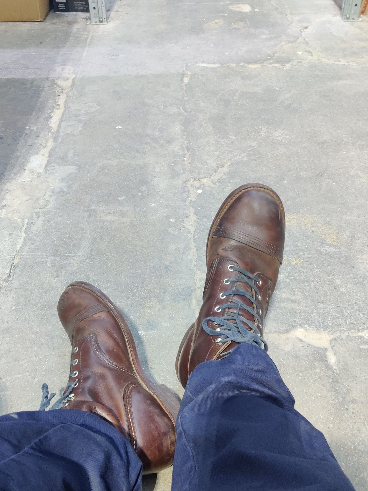 Photo by BootStrapBill on December 5, 2024 of the Red Wing Iron Ranger in S.B. Foot Amber Harness.