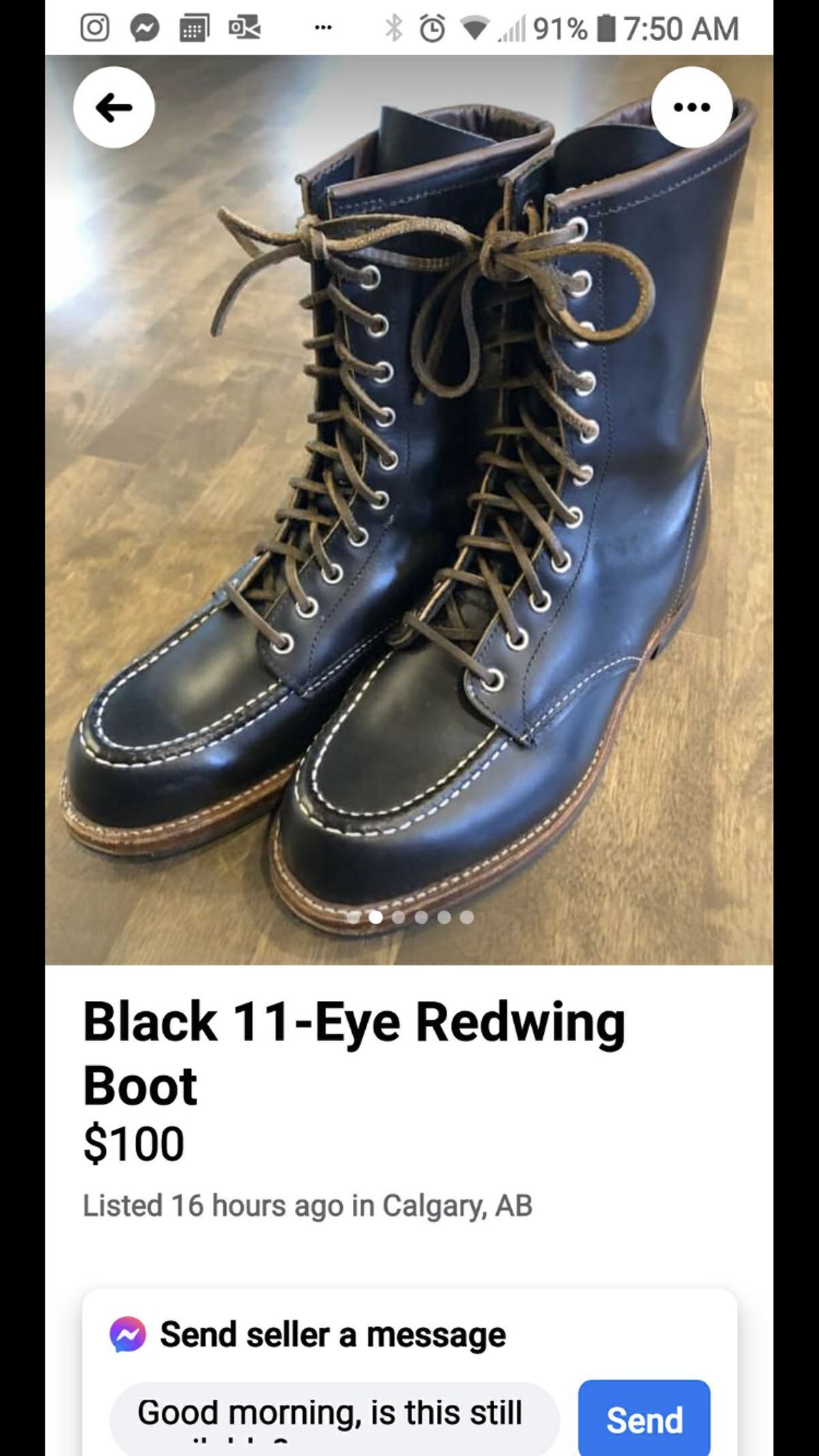 Photo by KLaroo13 on May 3, 2021 of the Red Wing 2015 Huntsman in S.B. Foot Black Klondike.