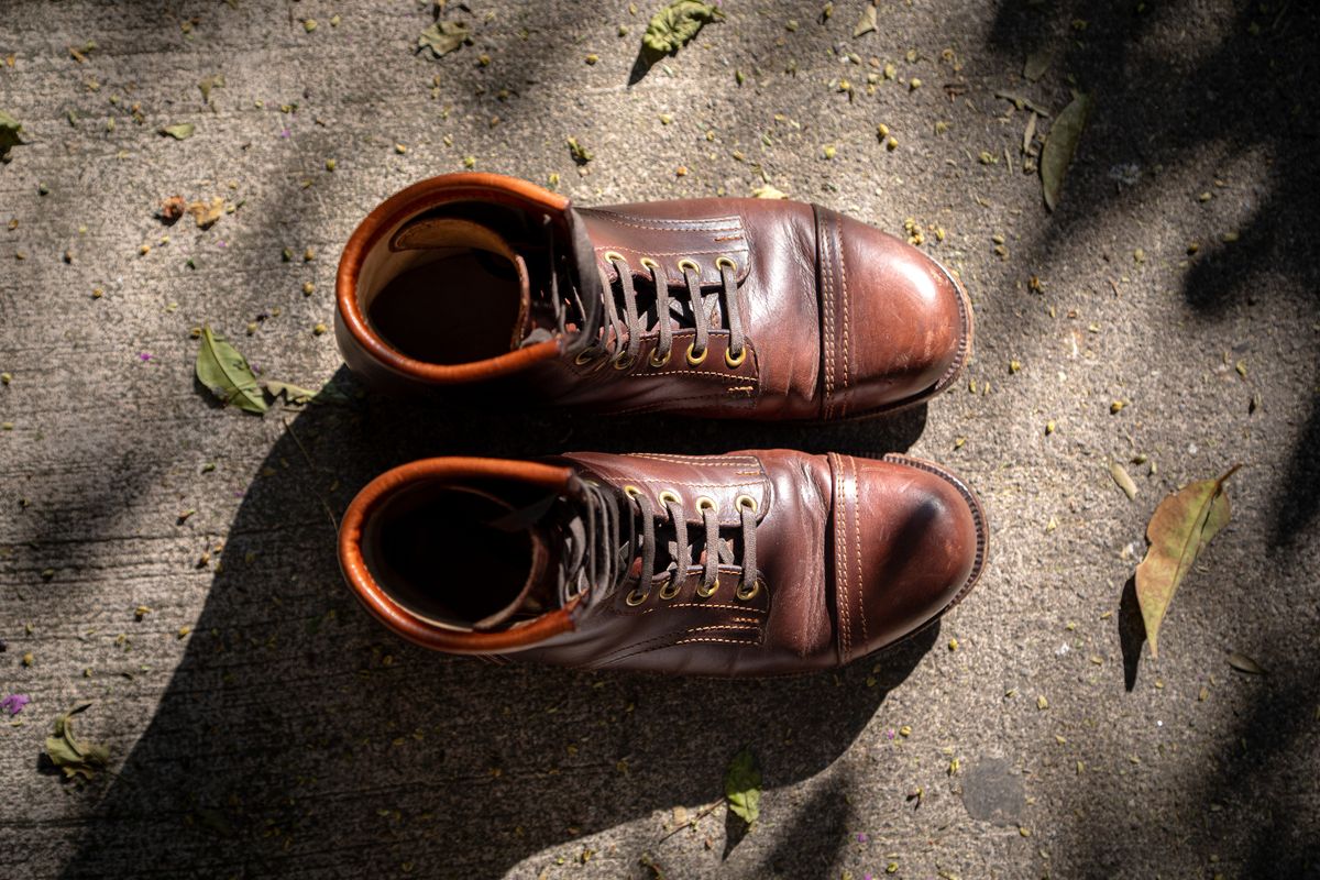 Photo by JorgeGuadarrama on December 6, 2025 of the Jorge Guadarrama Heritage Mx in Horween Timber Chromexcel.