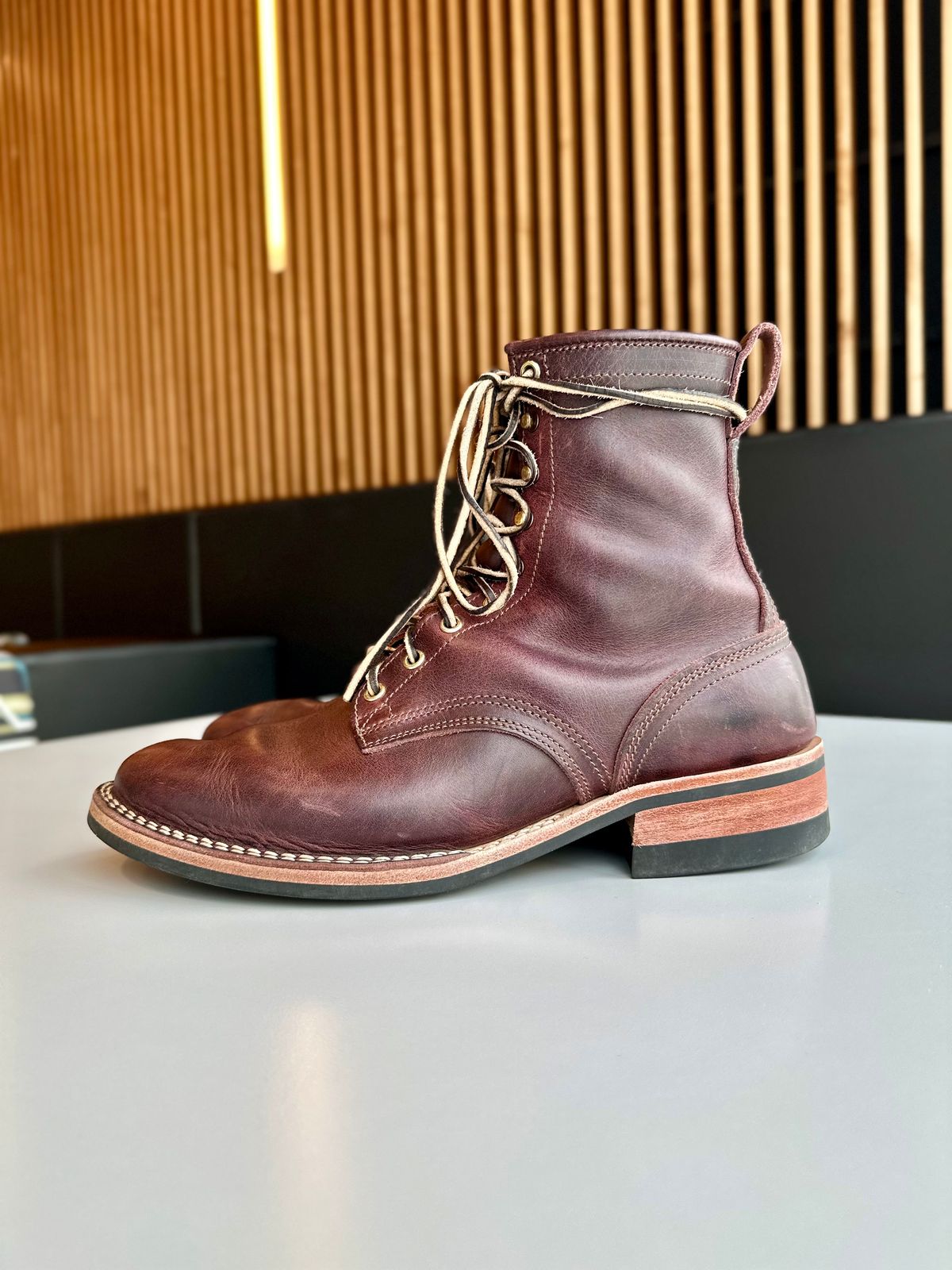 Photo by RUNNOFT on November 2, 2025 of the Nicks Nicks X Parkhurst V3 in Horween Cypress 8.