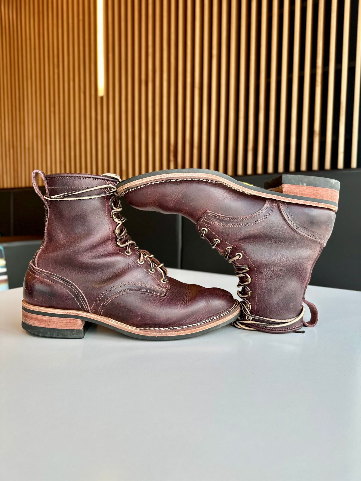 Photo by RUNNOFT on November 2, 2025 of the Nicks Nicks X Parkhurst V3 in Horween Cypress 8.