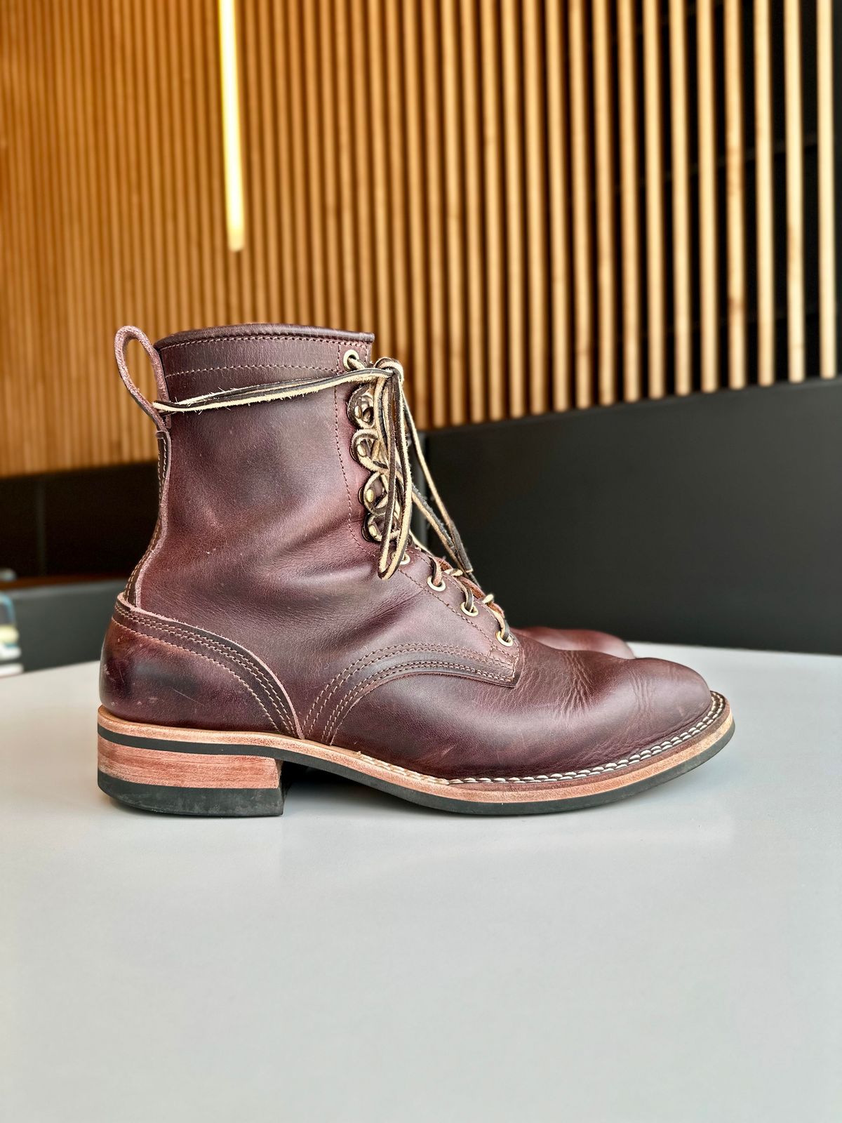 Photo by RUNNOFT on November 2, 2025 of the Nicks Nicks X Parkhurst V3 in Horween Cypress 8.