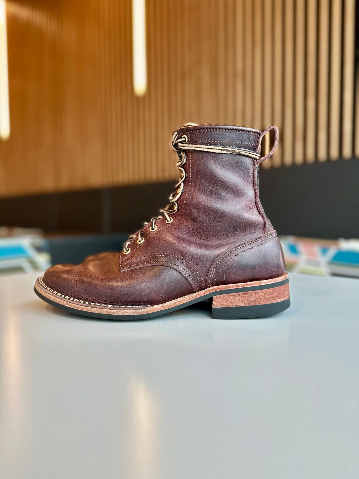 Photo by RUNNOFT on December 1, 2025 of the Nicks Nicks X Parkhurst V3 in Horween Cypress 8.