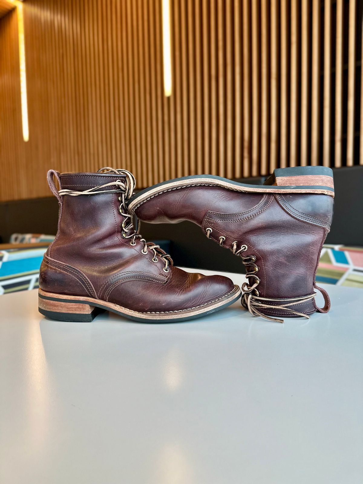 Photo by RUNNOFT on January 3, 2026 of the Nicks Nicks X Parkhurst V3 in Horween Cypress 8.