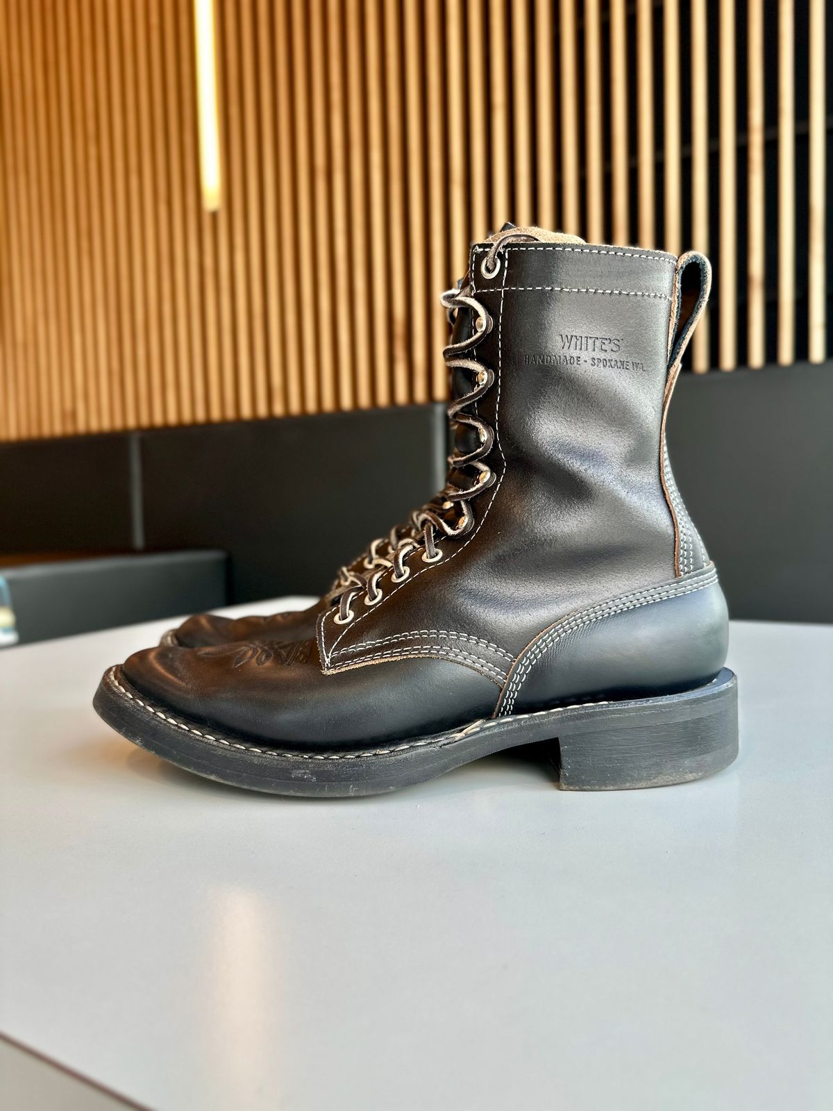 Photo by RUNNOFT on November 2, 2025 of the White's Farmer/Rancher in Horween Black Chromexcel Horsehide.