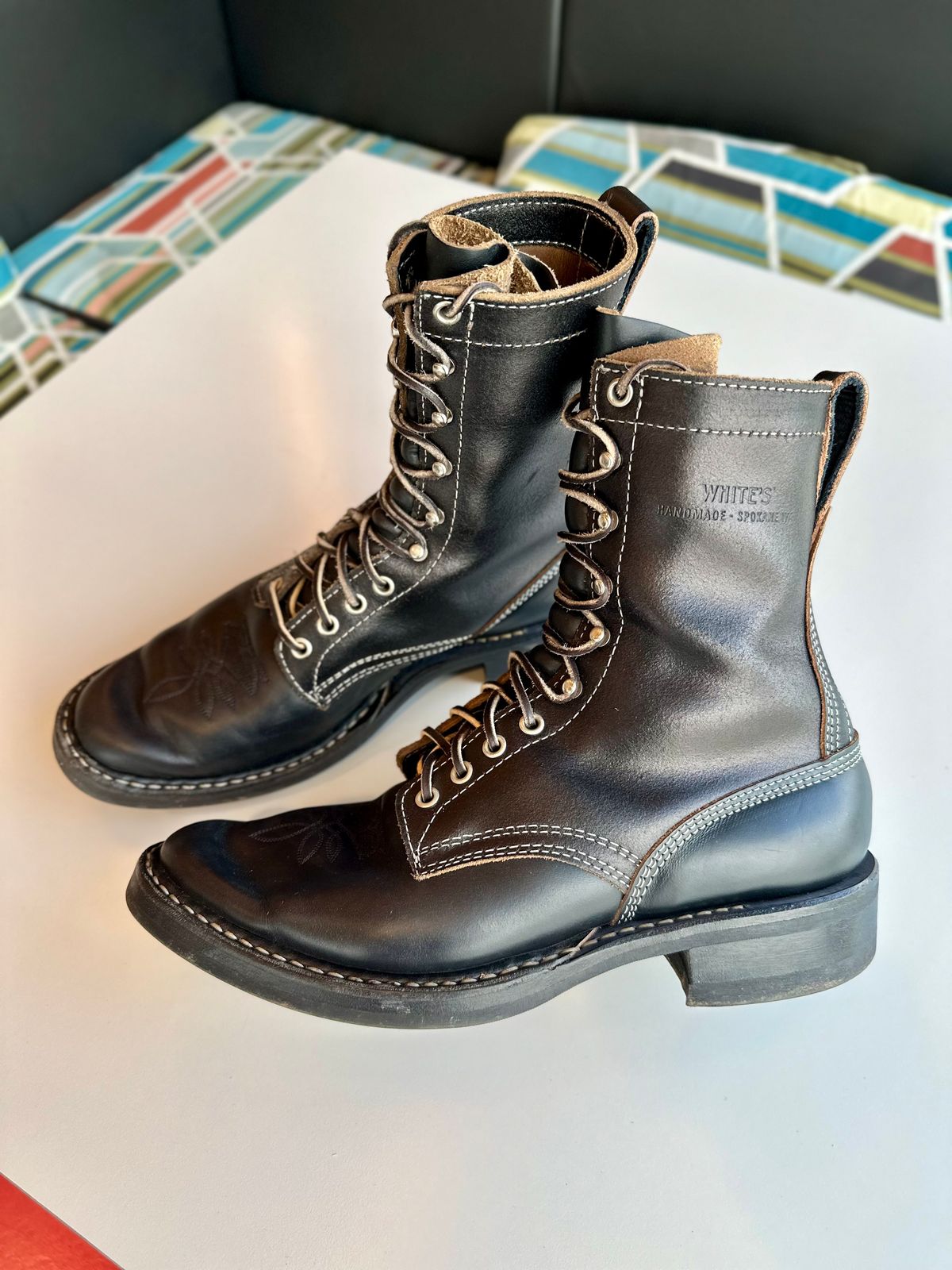 Photo by RUNNOFT on November 2, 2025 of the White's Farmer/Rancher in Horween Black Chromexcel Horsehide.