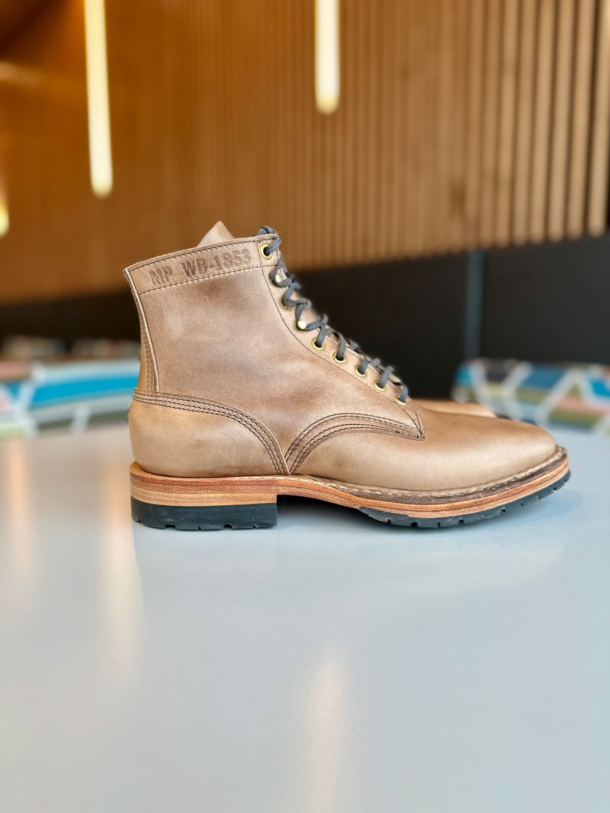 Photo by RUNNOFT on November 30, 2025 of the White's MP-Sherman Plain Toe in Horween Natural Chromexcel.