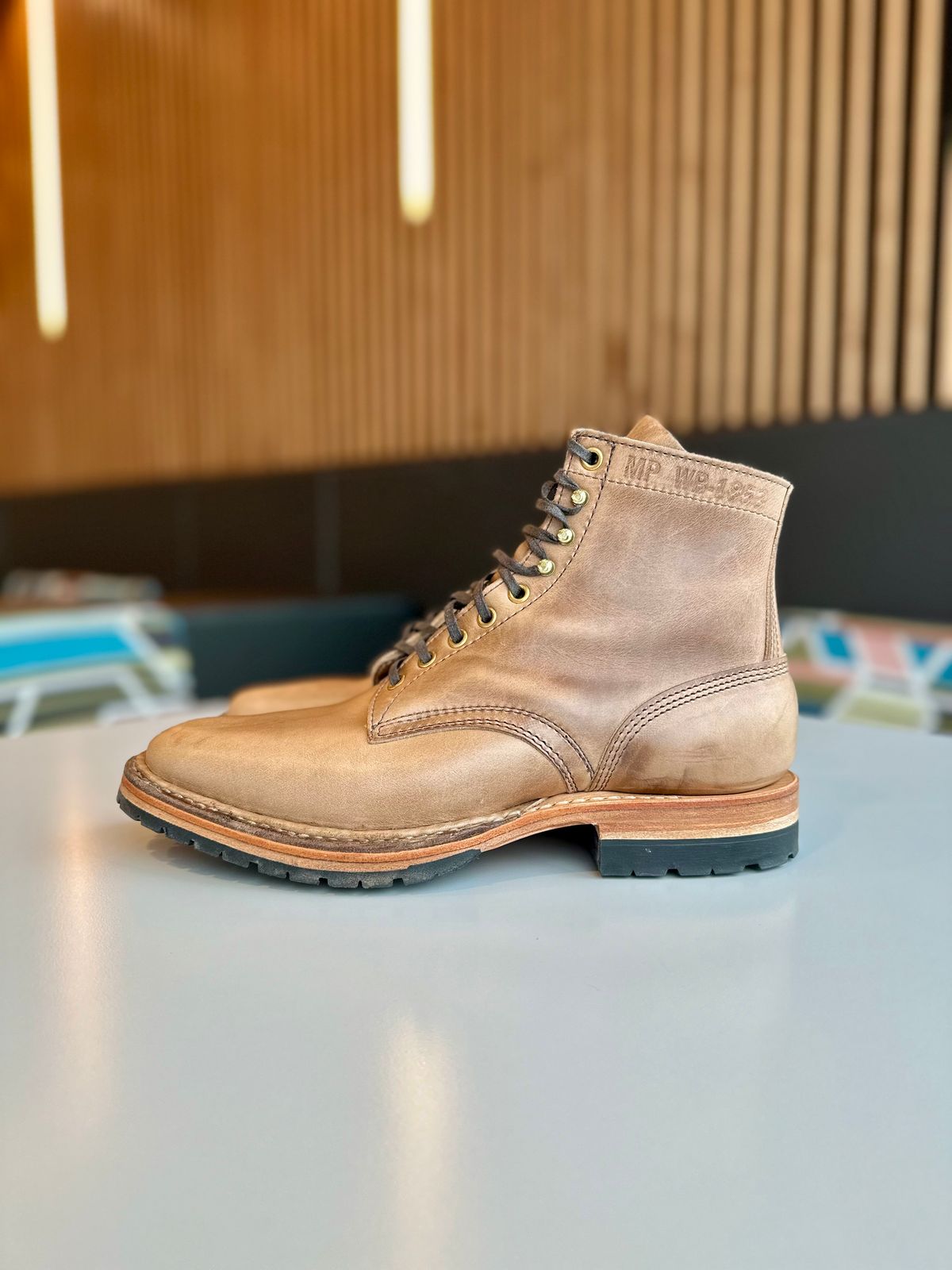 Photo by RUNNOFT on November 30, 2025 of the White's MP-Sherman Plain Toe in Horween Natural Chromexcel.