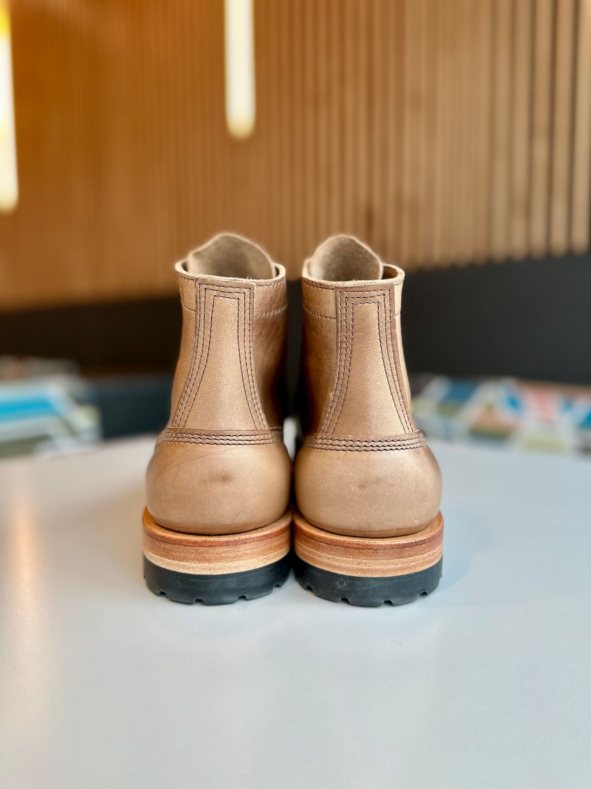 Photo by RUNNOFT on November 30, 2025 of the White's MP-Sherman Plain Toe in Horween Natural Chromexcel.